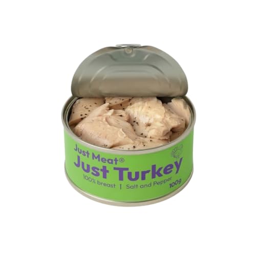 Just Meat Fleischkonserve | 98% Reines Fleisch aus ethischen Betrieben, Große Saftige Stücke, Nur Mit Salz & Pfeffer Gewürzt, Ohne Konservierungsstoffe (Putenbrust)