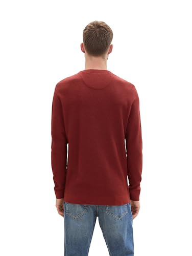 Tom Tailor Herren Basic Strickpullover aus Baumwolle, 35676 - Burgundy Dark Red Melange, S – Ansicht 3