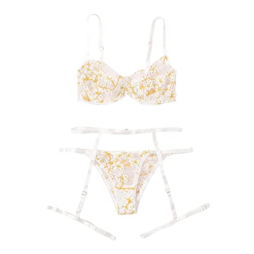 Lingerie sexy femme ensemble soutien-gorge string dentelle transparente