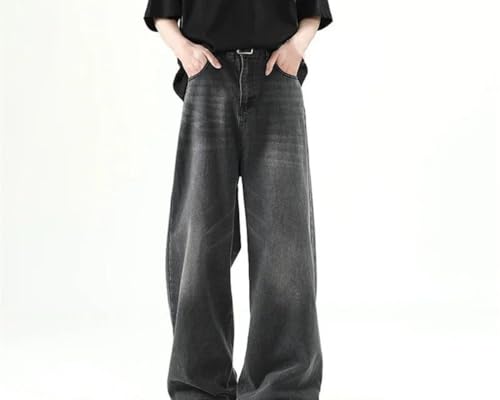 Men Wide Leg Jeans Vintage Wash Straight Casual Loose Fit Denim Pants Korean Streetwear Trousers2