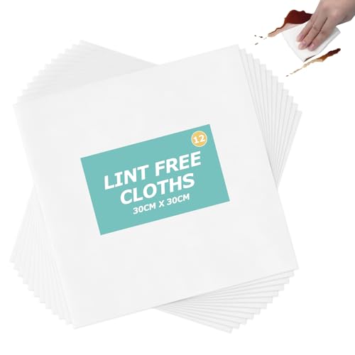 Wanheart 12 Pack Lint Free Cloths 30x30cm Reusable Lint Free Cloth Cleaning Cloths For Oiling Wooden Furniture Screen and Glass Cleaning Dust Removal