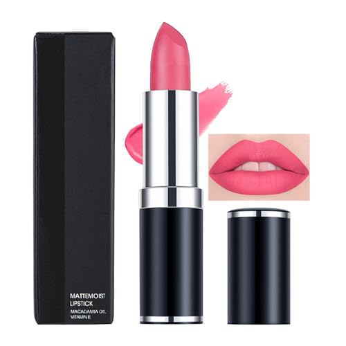 Matte Lip Stick, Bright Pink Lipstick for Women Long Lasting, Ultra Matte Hot Pink Full-Coverage Lipsticks, Waterproof Non-Sticky Not Fade Tinted Lip Balm Lip Gloss, Gift for Girls & Ladies