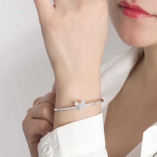 925 Sterling Silver Cute Mickey Bangles Fashion Women Charm Bracelet Adjustable Size Fine Jewelry Gift For female Wife Her2