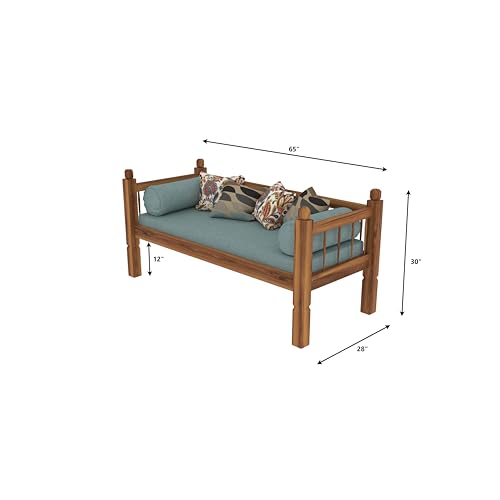 Image of Solid Sheesham Wood Sofa 2 Seater Sofa Diwan Bed for Home Living Room Wooden Couch Diwan Sofa Settee for Living Room and Office | Rosewood Three 2 Seater Sofa (Honey, 2 Seater)