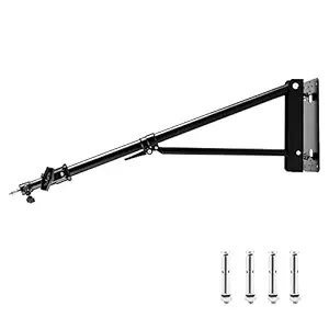 Meking Wall Camera Mount with Triangle Base, Max Length 70.8 inch/180cm Adjustable Boom Arm for Photography Studio Video Strobe Flash, Ring Light, Softbox, Umbrella Reflector 180� Flexible Rotation
