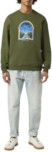 Scotch & Soda Front Artwork Relaxed-Fit Crewneck Sweatshirt, Sudadera Hombre, Army, L