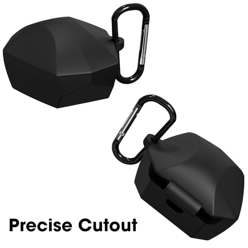 Image of Sounce Earphone Case Cover Compatible for Boat Immortal 121, Soft Silicone Skin Case Cover Shock-Absorbing Protective Case with Keychain [Front LED Visible] (Black)
