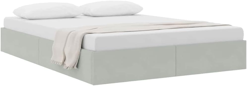 vidaXL Storage Bed with Mattress Light Grey 153 x 203 cm