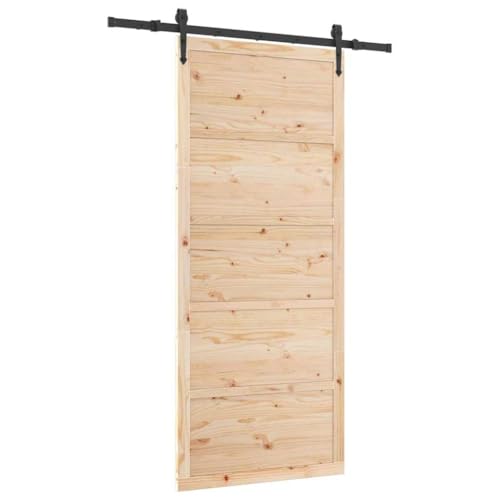 vidaXL Porte coulissante Naturel 80 x 208 cm Bois de pin Massif, Porte coulissante contemporaine Ajustable, séparateur de pièces Rustique, accès Moderne à la Vie, Bois de pin intérieur