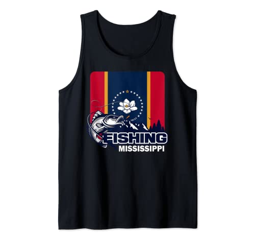 Flag of Mississippi Fishing in Mississippi Fishing Tank Top