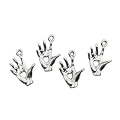 14.Antiqued Silver Hand Heart Pendants