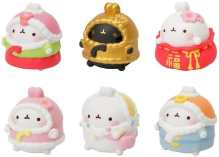 Miniatura 4 de Molang Fortune Rabbits Series Caja misteriosa de juguetes Caja ciega linda figura coleccionable, modelo de acción para niña, sorpresa de cumpleaños,