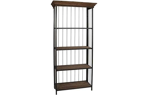 DRW Vitrina con 3 Estantes de Metal y Madera Reciclada en Negro y Marrón 92,5x40,5x197cm
