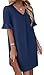 OFEEFAN Navy Blue Dresses for Women Summer V Neck Business Dresses for Women Ruffle Shift Dress with Pockets L