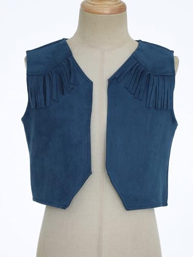 Kids Boys Western Cowboy Vest Suede Tassel Jacket Outerwear Top Halloween Party Fancy Outfits3