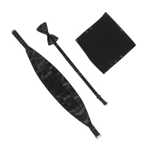 Set de corbata de moño y fajín de satén para hombre negro