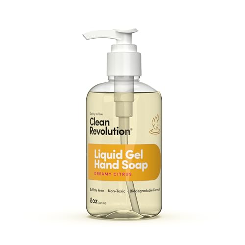 Image of Clean Revolution Liquid Gel Hand Soap, Silky Rich Liquid, Quick Lather, Fast Rinsing, Contains Real Essential Oils (Dreamy Citrus) 8 Fl Oz (Pack of 6)
