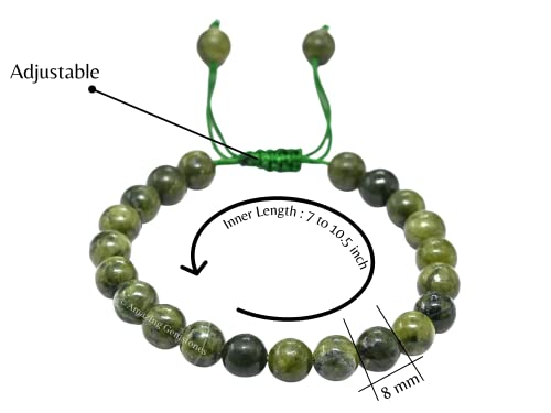 Green Jade Bracelet For Women Men's Gifts - Protection Healing Crystal Bracelet - 8Mm Gemstone Beaded Adjustable Bracelet #TOP1
