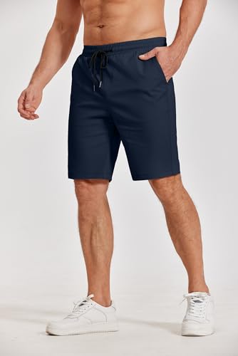 Image of COOFANDY Mens Casual Shorts Cotton Elastic Waist Drawstring Shorts Lightweight Summer Beach Shorts