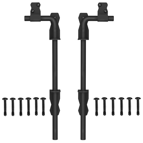 Image of Sdstone 12 Inch Heavy Duty Cane Bolt Gate Drop Rod,Gate Ground Latch Hardware for Wooden Fences,Metal Gates Doors Stopper for Gate Ground (Black Finish,2 Pack)