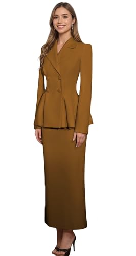 Womens Skirt Suits 2 Piece Set Business Dressy Pencil Skirt Double Breasted Pleated Women Suits