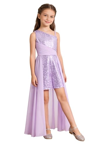 Robe habillée manche unique à paillettes fille pour mariage