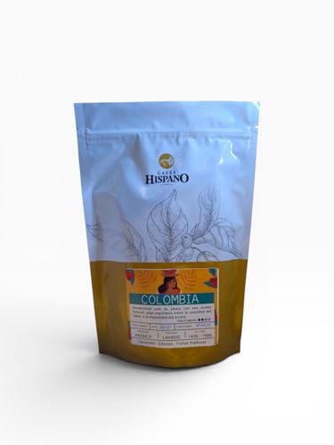 CAFÉS HISPANO - Café Colombia 100% Arábica En Grano - 250gr - Tueste Medio - Notas de Caramelo tostado, Chocolate dulce y Naranja madura