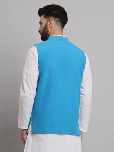 Image of LATEST CHIKAN Men's Traditional Cotton Solid Nehru Jacket /Waistcoat