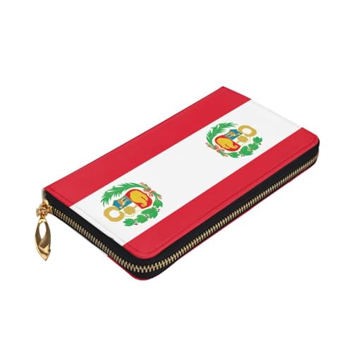 Flag of Peru Prints Leather Long Clutch Wallet for Fashionable Girls and Women - Durable, Stylish, and Functional, Black, One Size3