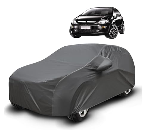 Image of Auto Hub Waterproof Car Cover Compatible with Punto Evo with Mirror Pockets, Soft Cotton Lining, Punto Evo Car Cover Waterproof, Grey