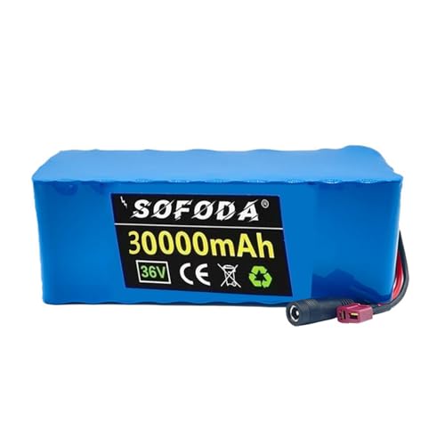 Batería De Iones De Litio para Bicicleta Eléctrica De 36 V Y 30 Ah, Paquete De Batería De Litio 10S4P De Alto Rendimiento para Scooter + Cargador De 2 A con BMS Integrado 36V 30Ah,XT60