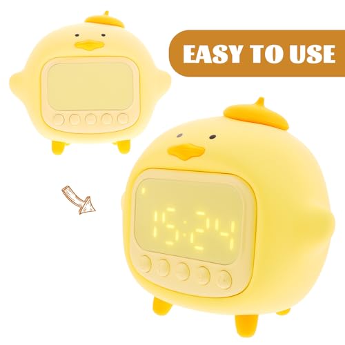 Lampe de nuit en silicone jaune avec horloge numérique rechargeable - 3