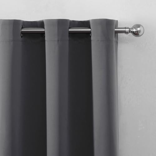 Image of LEMOMO Blackout Curtains 66 x 54 Inch Long Frost Grey Curtains Set of 2 Panels Room Darkening Curtains for Bedroom and Living Room