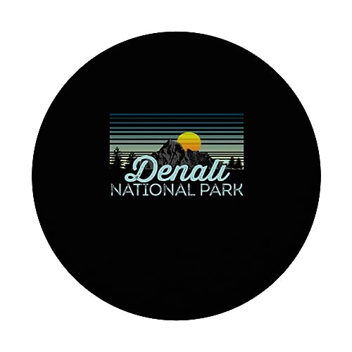 Denali National Park Retro Clothes & Gear - Souvenir PopSockets Swappable PopGrip, Black - Image 3