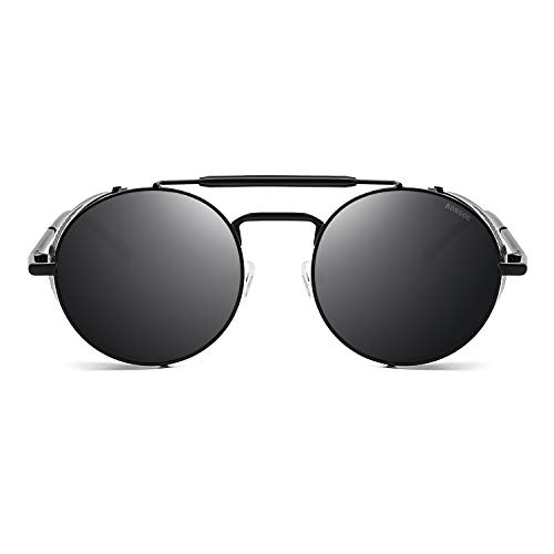 RONSOU Steampunk Style Round Vintage Polarized Sunglasses Retro Eyewear UV400 Protection Matel Frame2