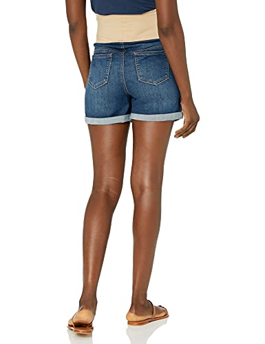 Three Seasons Maternity Women's Maternity Roll Cuff Denim Short, Medium Wash, Large #TOP1