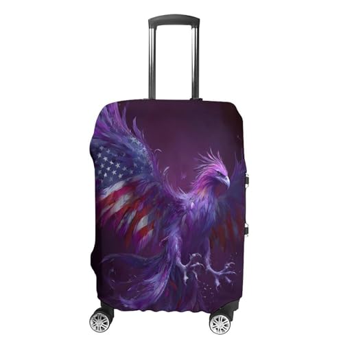 Phoenixes U.S.A. Flag Feather Ashes Luggage Covers Washable Travel Suitcase Cover Elastic Baggage Protector