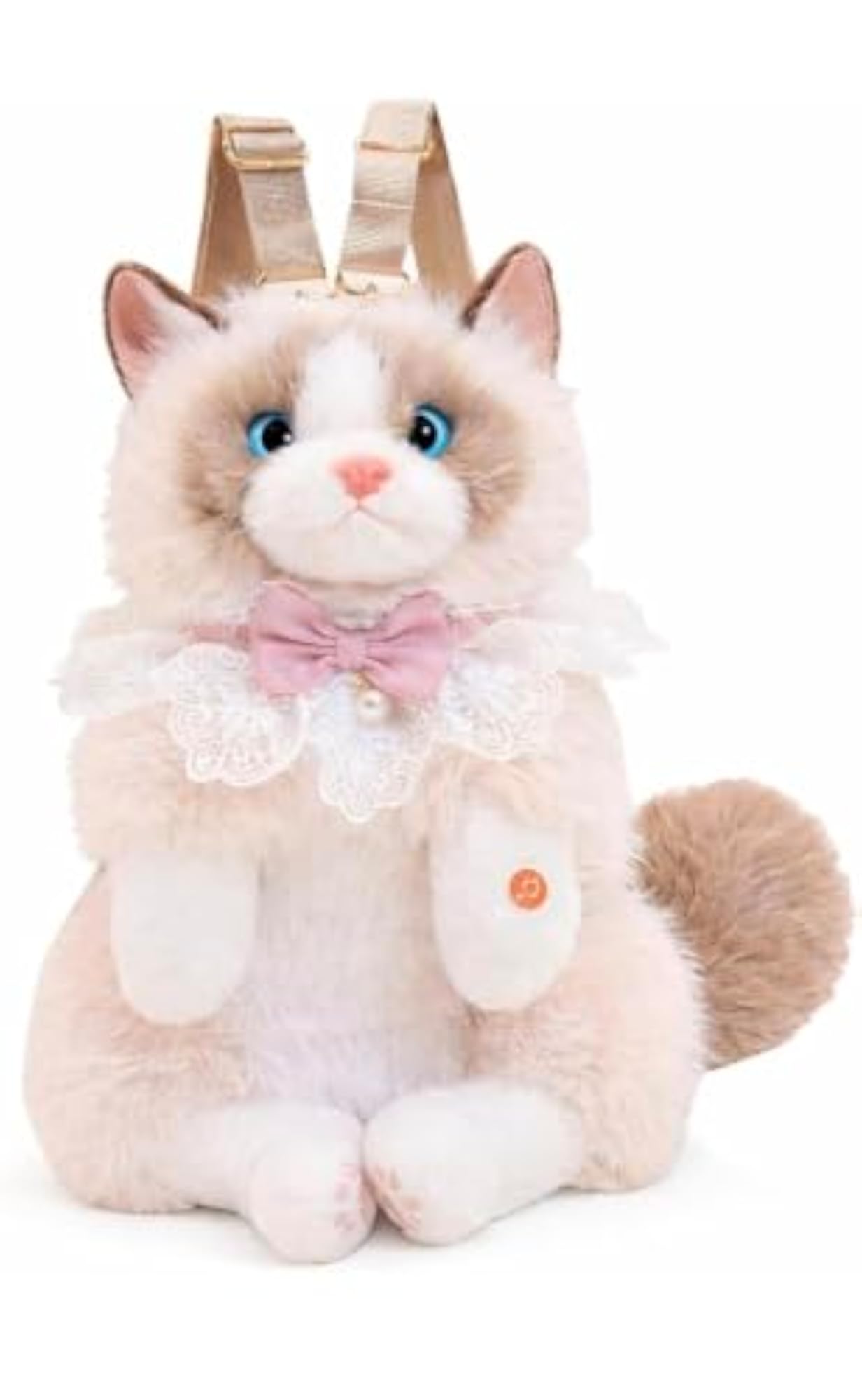 Fluffy Cat Plush Backpack with Lace Bow