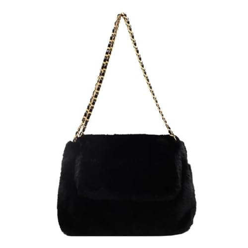 Sac bandoulière en fourrure élégant et grand cabas d'hiver en polyester doux