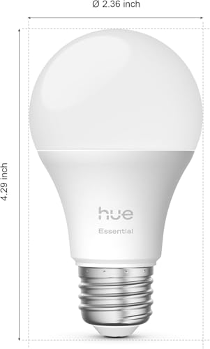 Image of PHILIPS Hue Essential Starter Kit: Hue Bridge, 2 Essential E26 Smart Bulbs, White & Color Ambiance, 2200K-6500K, Dimmable LED Bulbs, Works with Alexa, Google Assistant, Samsung SmartThings, Apple Home