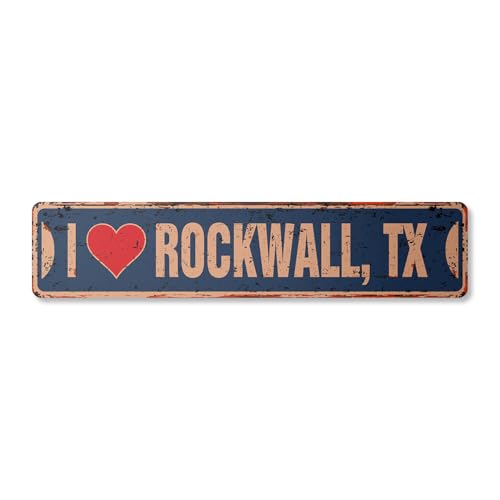 I LOVE ROCKWALL TEXAS Vintage Street Sign tx city state us wall road rustic gift