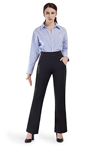 Bamans Yoga Dress Pants For Women Bootcut Stretch Work Pants Wide Leg With Pockets (Black, Large) #TOP3