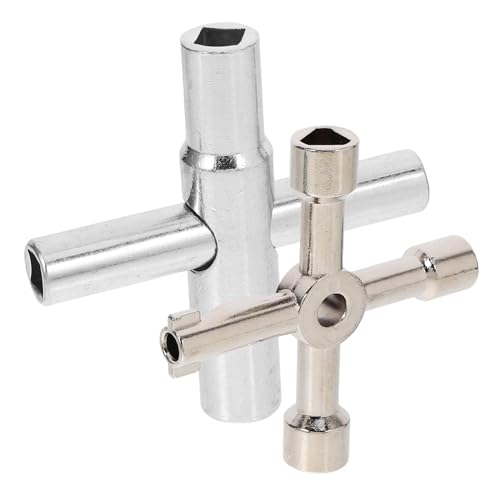 HAWILLOSCH 2 Piezas 4 llave de baño herramienta de corte de agua contador de agua para manguera de jardín fluir Herramienta eléctrica llaves del radiador plomería sangrado llaves acero Silver