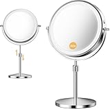 tubbede Makeup Mirror, 1X/30X Magnification with 3 Level LED Lights, 5000 mAh Rechargeable Double Sided 9” Magnifying Mirror with 360° Rotation, Perfect for Precision Grooming and Makeup, Women Gift