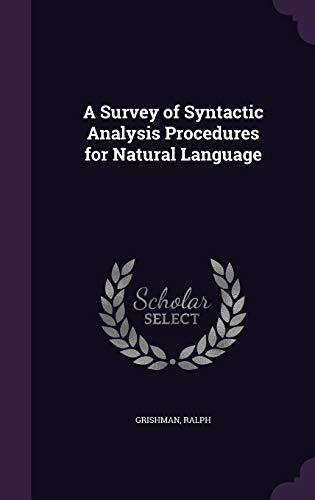 A Survey of Syntactic Analysis Procedures for N... 1342128419 Book Cover
