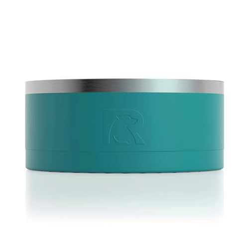 RTIC 3-in-1 Dog Bowl Food and Water Dish for Large Dogs and Small Dogs, Double-Walled Stainless Steel Metal, Portable, Non-Slip, Indoor and Outdoor, Small, Deep Harbor & RTIC Ice