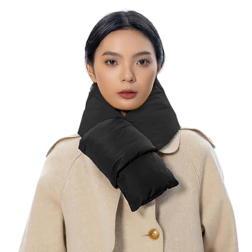 ITODA Warm Fleece Lined Down Puffer Scarf Waterproof Thick Thermal Winter Scarf for Cold Weather