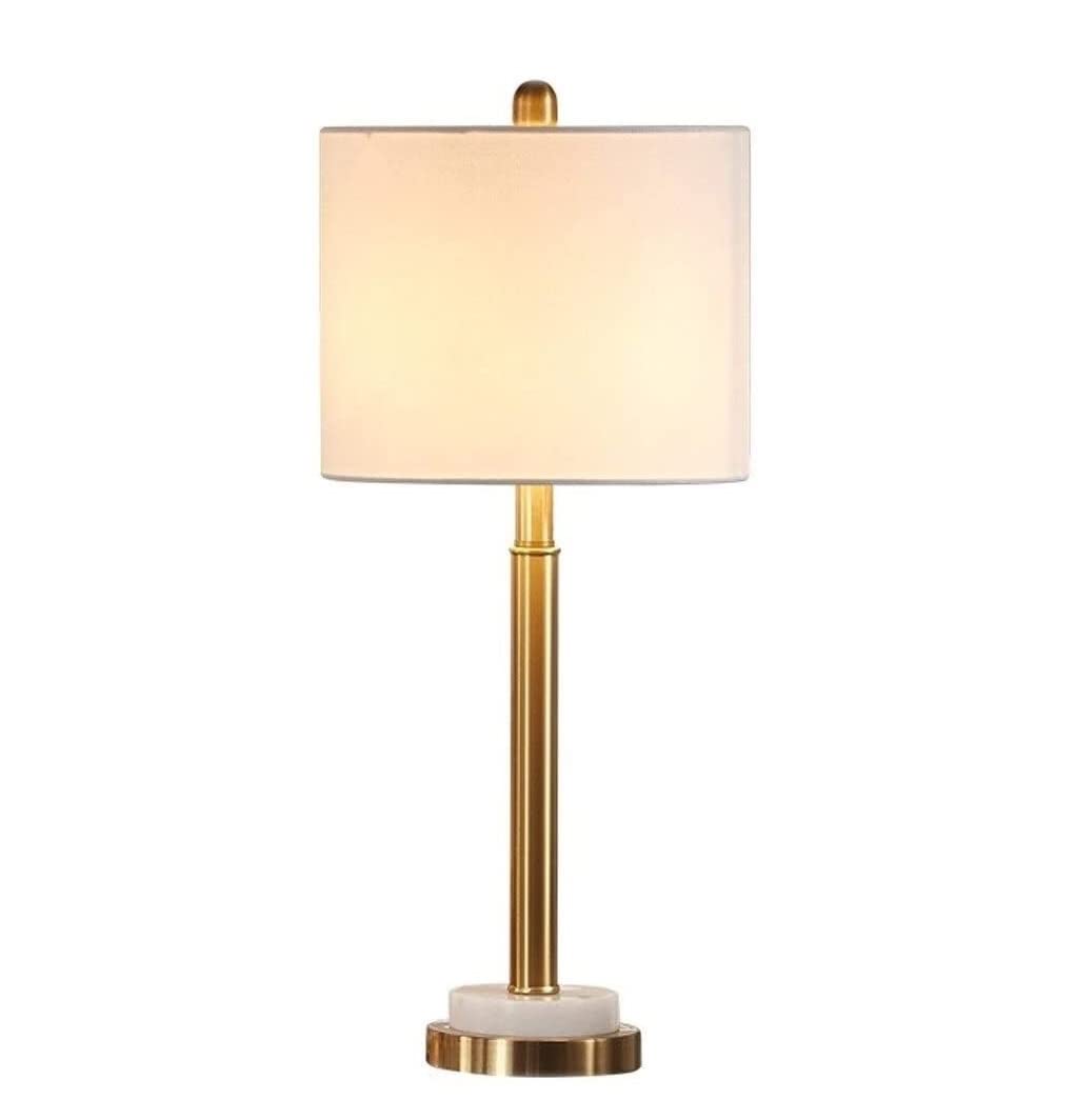 AZHKJKZH Table Lamp LED Bedside Table Lamp,Nordic Wrought Iron Bedroom Living Room Light,Simple Fabric Lampshade Desk E27 For Home(Dimmer Switch,27.5 * 63cm)