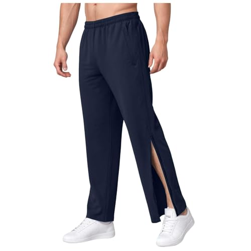 Pantalon de rééducation homme avec ouverture latérale pantalon de jogging bleu