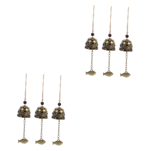 VILLCASE 2 Series Campana De Viento De Cobre Antigua Arbol Colgante Campana De Mano Campana De Feng Shui Campana De Viento Decorativa Hermosa Campana De Viento Aleación Coffee 3 Piezas*2